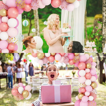 Amandir 164Pcs Rose Gold Pink Balloons Garland Arch Kit | Light Pink Gold White - Image 6