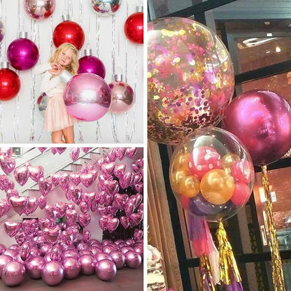 PartyWoo Pearl Pink Large Round Giant 4D Jumbo Foil Balloons 6pcs 22 Inch | 22 - Image 6