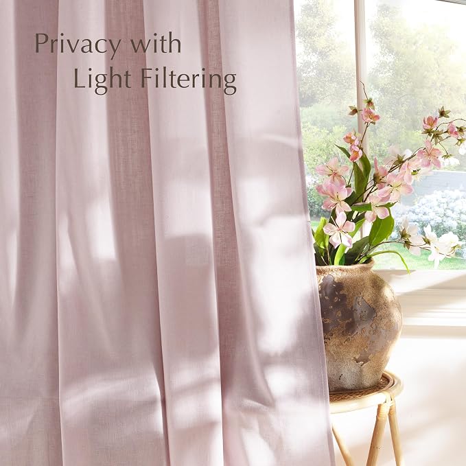 NICETOWN Linen Blush Pink Curtains - Image 3