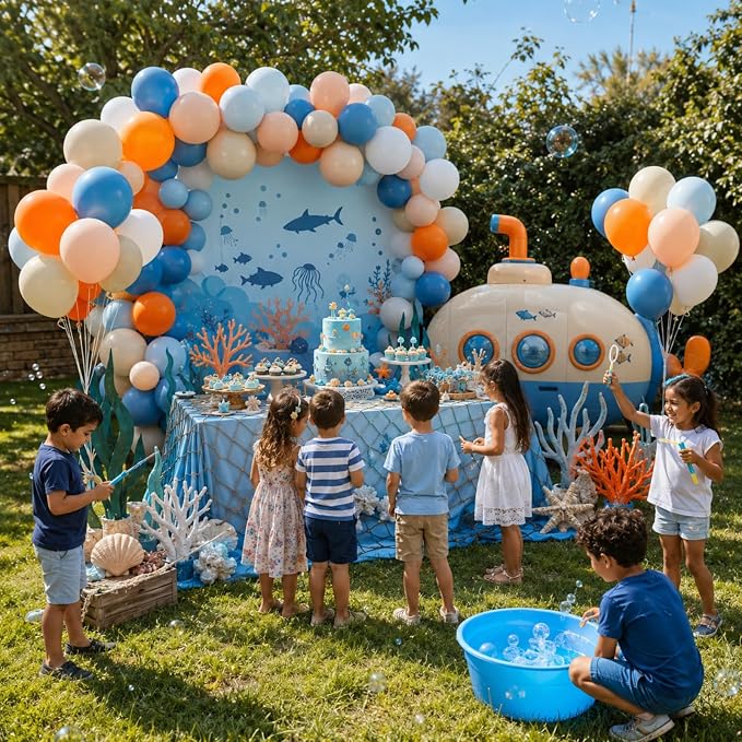 Blue and Orange Fall Baby Shower Birthday Balloons Party Desorations | Pastel - Image 8