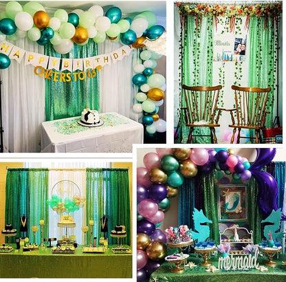 Poise3EHome Mint Green Sequin Backdrop Curtain, 4 Panels 2FTx8FT Glitter - Image 3