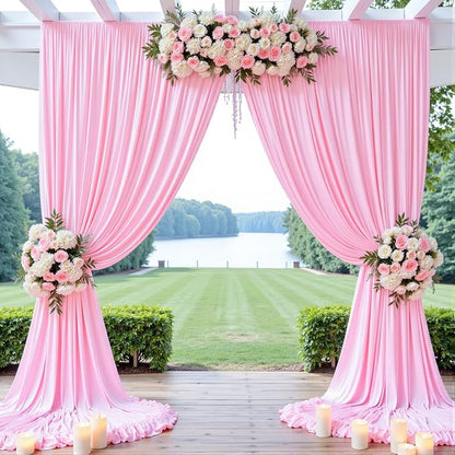 20ft x 12ft Wrinkle Free Pink Backdrop Curtains - Image 9