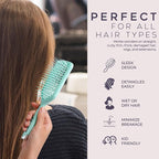 Crave Naturals Detangling Hair Brush - Lightweight Vented Cushion Curly hair brush with Gentle Bristles for Wet and Dry Hair - detangling brush for All Hair Types - Turquoise
