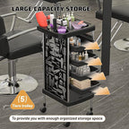 Salon Rolling Trolley with 4 Drawers/Heat-Resistent Accessories/Stainless Steel Frame Storage Tool for Barbershop Beauty Spa and Hair Salon Beauty Black