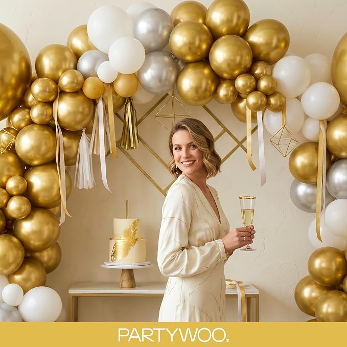 PartyWoo Gold Balloons 101pcs Gold Latex Helium Balloons 12 Inch | Birthday - Image 8