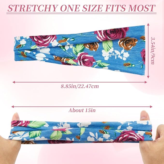 Boho Headbands for Women, 6 Pack Wide Non-Slip Stretchy Hair Bands for Yoga, Workout, Running, Fashion Hair Accessories for Women's Hair（Shape 3）