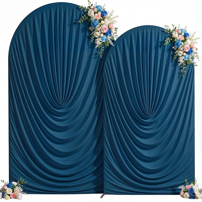 Navy Blue Wedding Arch Backdrop Cover 7.2ft and 6ft Draped Arch Covers Stretchy - Image 9