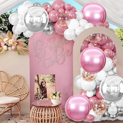 6Pcs Pink Silver Round Foil Balloons, Giant 4D Round Ball Balloon, 22 Inch - Image 5