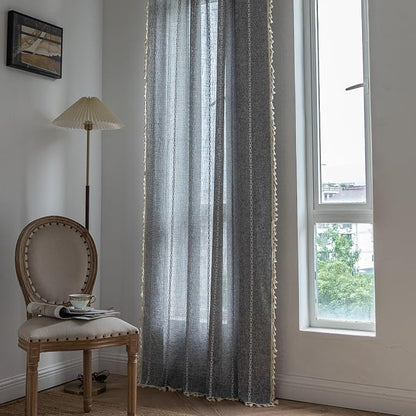Sutuo Home Boho Curtains for Bedroom Dining Room Kitchen, Semi Blackout Linen - Image 5
