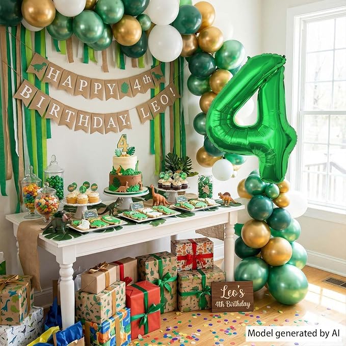 Green Number 4 Balloon 40 Inch, Foil Numeral Radiant Green 4th Milestone | - Image 6