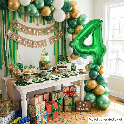 Green Number 4 Balloon 40 Inch, Foil Numeral Radiant Green 4th Milestone | - Image 6