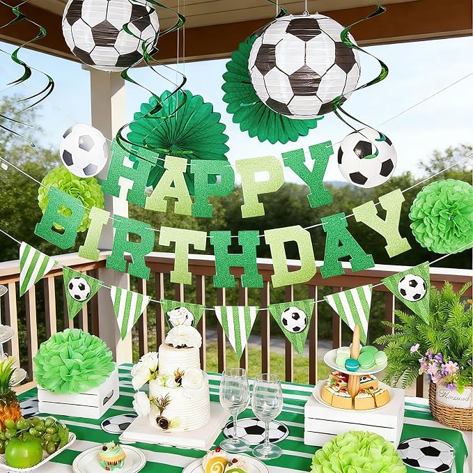 OBBOLO Soccer Birthday Party Decorations, Pre-Strung Soccer Birthday Banners - Image 6