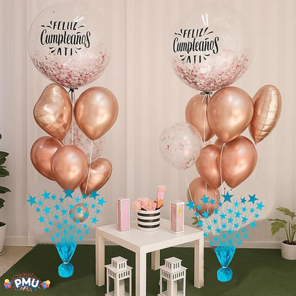 PMU 3 Pack Bursting Star Metallic Foil Spray Centerpiece- Turquoise Balloon - Image 6