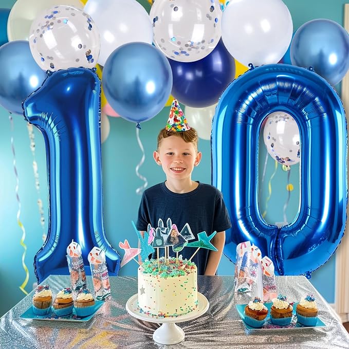 Dark Blue Number 10 Balloon, Large 40 Inch - Image 3