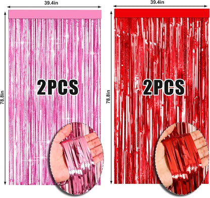 4 Packs Pink and Red Foil Fringe Curtain, Baby Shower, Princess Bachelorette - Image 6