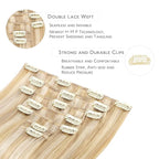 WENNALIFE Clip in Hair Extensions Human Hair 16 Inch 120g 7pcs Dirty Blonde Highlighted Bleach Blonde Hair Extensions Clip in for Women Real Human Hair Rallonge Cheveux Extensions