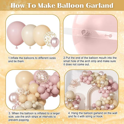 Ouddy Party Boho Dusty Pink Balloons Garland Arch Kit 18 12 10 5 Inch | - Image 3