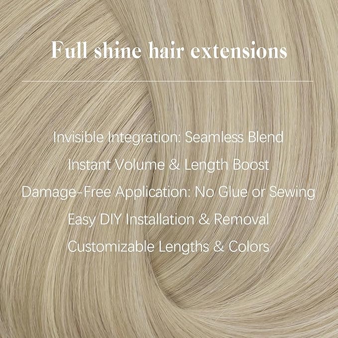 Full Shine Clip in Hair Extensions 22 inch 160g 8Pcs Seamless Human Hair Clip in Extensions Ash Blonde Mix Bleach Blonde Remy Hair Clip ins PU Skin Weft
