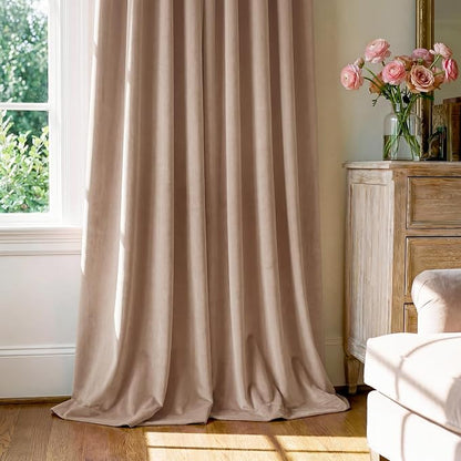 Blush Beige Velvet Curtains for Nursery Girls Room, Privacy Window Drapes - Image 7