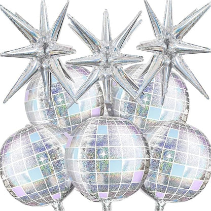 Disco Ball Balloons for 70s 80s Disco Party Decorations, 22 Inch Large 4D by OuMuaMua