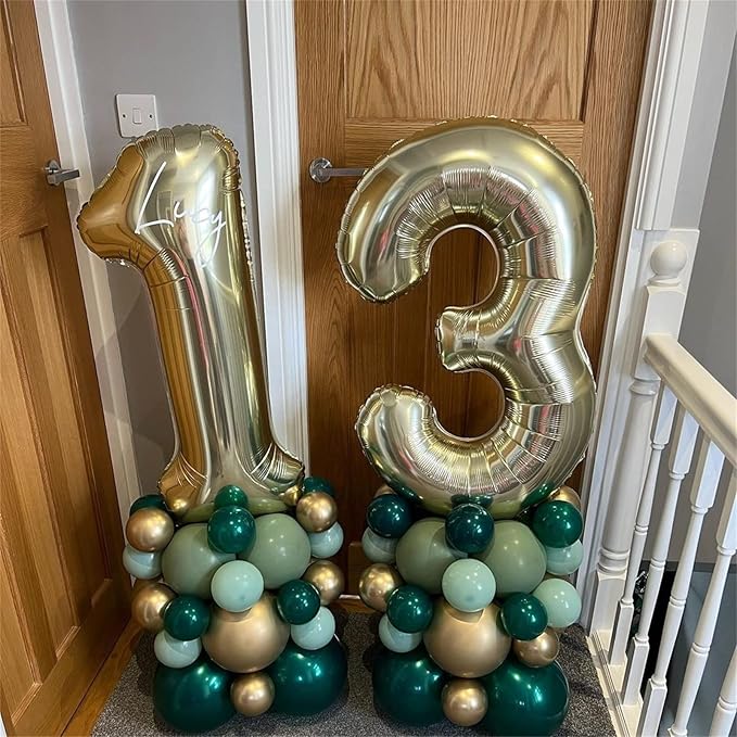 Champagne Gold Number 17 Foil Balloons, 40 Inch Giant Gold 17th Birthday - Image 4