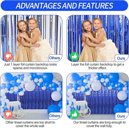 7 Pack 3.3 x 9.9 ft Dark Blue Fringe Backdrop Streamers Party Decorations | - Image 5