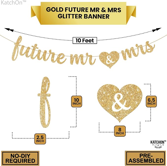 KatchOn Glitter Future Mr & Mrs Banner 10 Ft Bachelorette Party Decorations | - Image 4