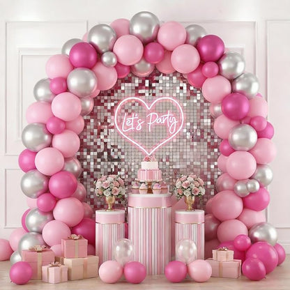 Hot Pink Silver Balloons 60pcs Light Pink Silver Balloon Bow Transparent Clear - Image 6