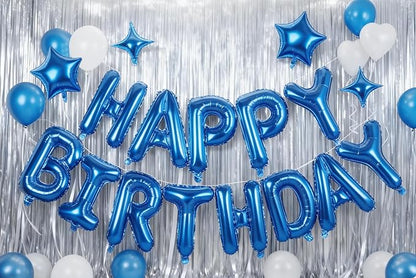 Blue Happy Birthday Balloons Banner Sign Mylar letter Party Decoration | - Image 5