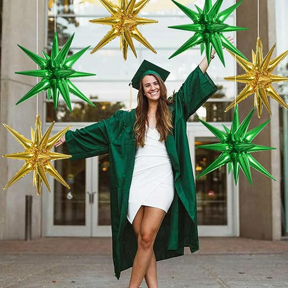 TONIFUL 8 Pcs Green and Gold Explosion Star Foil Balloon Party Decoration | 22 - Image 5