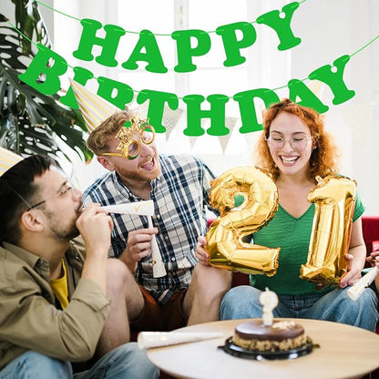 Green Happy Birthday Banner Birthday Party Decorations Sign Birthday Backdrop - Image 3