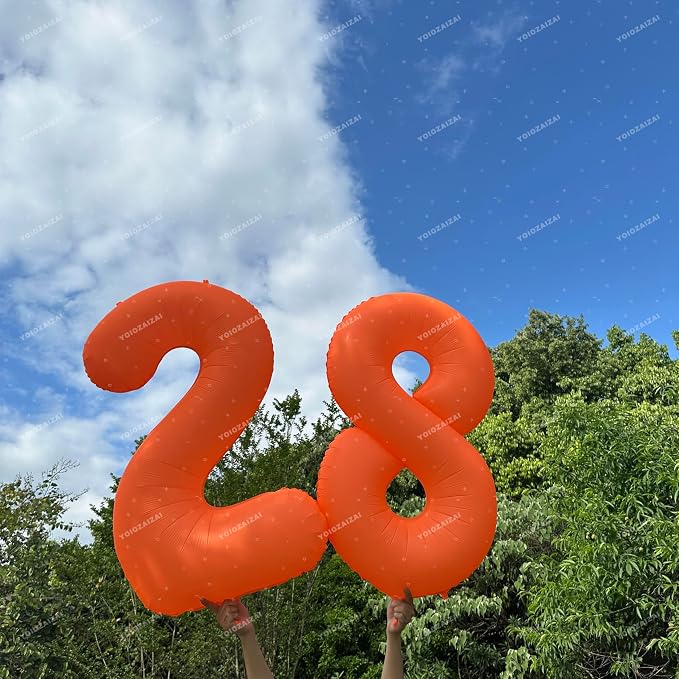Orange Birthday Number 80 Balloon 40IN Fluorescent Orange 80 Balloon | - Image 5