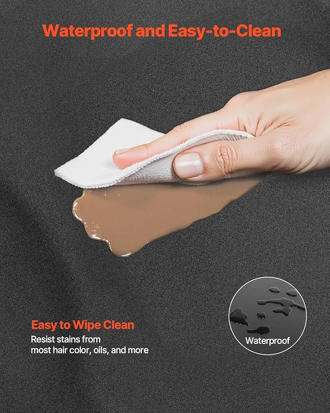 VEVOR Salon Mat for Hair Stylist, 3 x 4 FT Semi-Circle Salon Chair Mat, 1/2-inch Thickened Anti Fatigue Barber Shop Floor Mat with Round Cut Out, Easy-to-Clean PVC Surface & Anti-Trip Beveled Edges