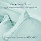 California Design Den Standard Queen Size Pillowcase Set - 400 Thread Count, 100% Cotton Sateen, Set of 2 Pillow Covers, Soft and Breathable - Seafoam