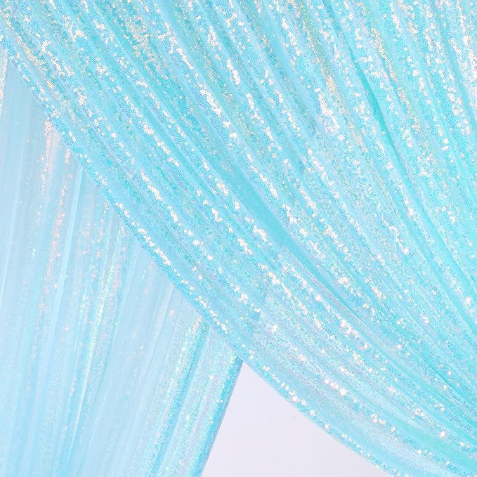 Blue Iridescent Sequin Backdrop 7ft x 7ft Glitter Photo Booth Backdrop | - Image 4