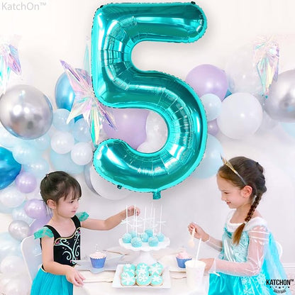 KatchOn Giant Aqua Blue Number 5 Balloon - Image 6