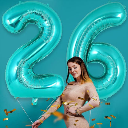 Teal Blue Number 6 Balloon, 40 Inch Big Large Foil Helium Number Balloons - Image 5