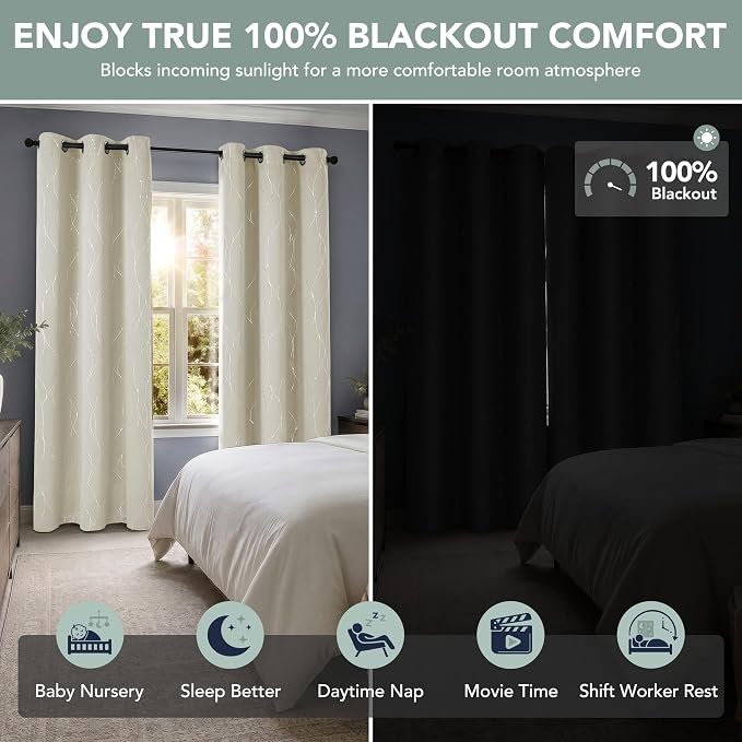 Deconovo 100% Blackout Living Room Curtains 84 Inches Long, Thermal Insulated - Image 2