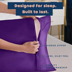 BLISSFORD Purple Satin Pillowcase with Zipper, for Hair and Skin Care, Feels Soft and Cool Like a Silk Pillowcase, Satin Pillow Cases 2 Pack, Slik Pillow Cover, Grape/Purple, Queen Size - Set of 2