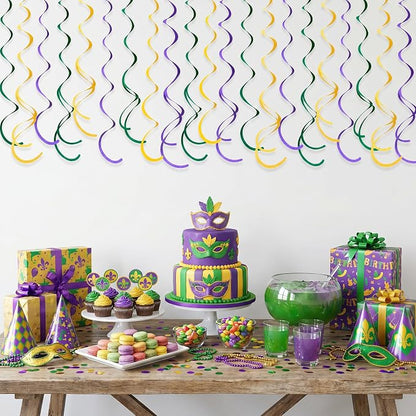 36 Pcs Green Yellow Purple Hanging Swirl Decorations Felt Swirl Streamer Spiral - Image 8