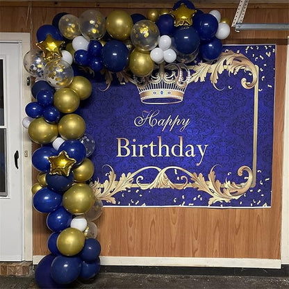 Balloons Navy Blue and Gold, 12 Inch Navy Blue Metallic Chrome Gold and - Image 6