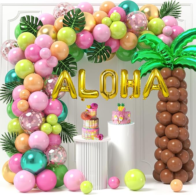 SNLN 178Pcs Tropical Luau Balloons Arch Garland Kit Hawaiian Party Decorations by SNLN