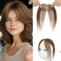 Benehair Clip on Bangs Human Hair, Front Hair Extensions for Women Hair Pieces with Temples for Daily Wear (Medium Brown)
