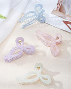 Mesovor 4 Pack Elegant Bow Hair Claw Clips, Nonslip 4.3" Large Hair Grip Hairclips for Thin and Thick | Acrylic Hair Strong Hold Hair Jaw Clamps (Mermaid Crack Colorful)
