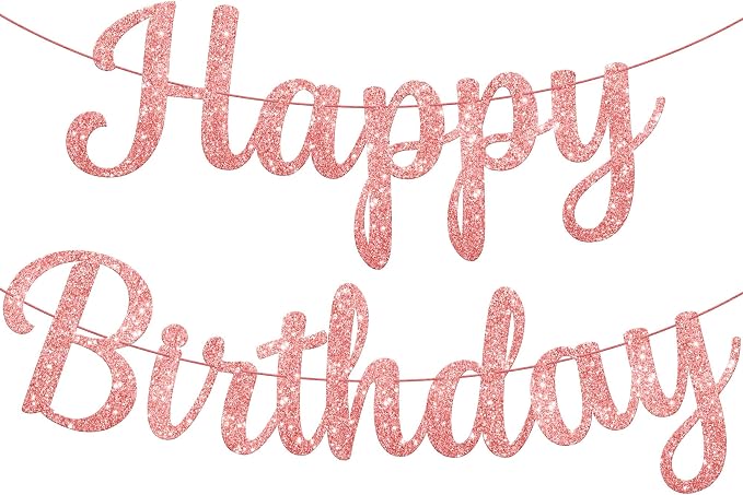 KatchOn Glitter Cursive Happy Birthday Banner 10 Ft, Birthday Decorations | by KatchOn