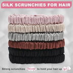 6Pcs Silk Hair Ties Small 22 Momme 100% Pure Mulberry Silk Scrunchies for Women Girls Thin Skinny Hair Sleep Scrunchies No Damage(Color 04)
