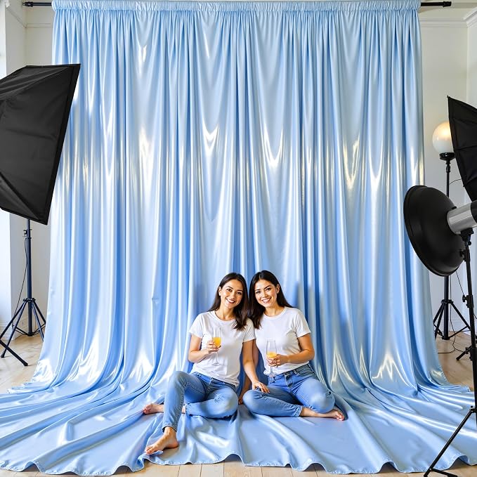 10x10 ft Blue Glitter Backdrop Curtain - Image 4