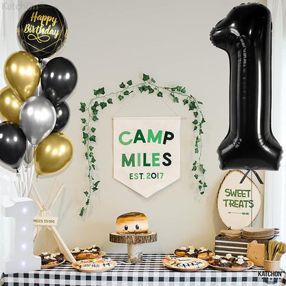 KatchOn Black Number 1 Balloon 40 Inch, Happy Birthday Balloon | Large Mylar - Image 8