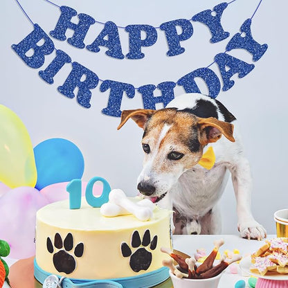 Blue Happy Birthday Banner Birthday Party Decorations Sign Garland Bunting - Image 8