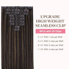 GOO GOO Clip in Hair Extensions Real Human Hair, Remy Human Hair Extensions Clip ins for Women, Natural Human Hair, 14inch 130g 9 Pcs, #2/6 Dark Brown Highlighted Chestnut Brown